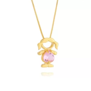 Colar filha com pedra Kunzita rosa
