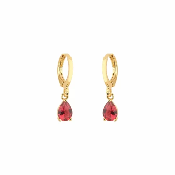 Brinco argola com gota vermelha