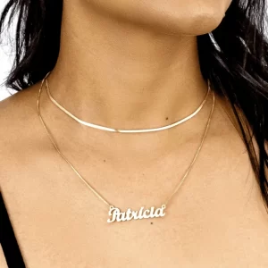 Colar choker malha fita banhado a ouro 18k