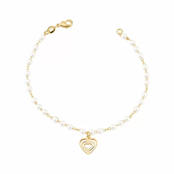 Pulseira pérolas com pingente de coração