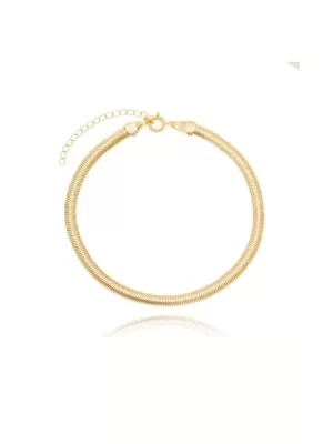 Pulseira malha fita banhado a ouro 18k