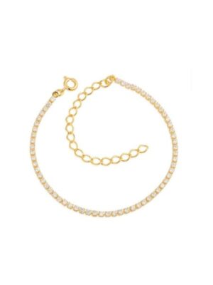 Pulseira de zircônias incolor banhado a ouro 18k