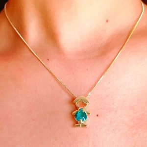 Colar filho com kunzita azul banhado a ouro 18k