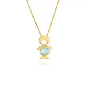 Colar filho com kunzita azul banhado a ouro 18k