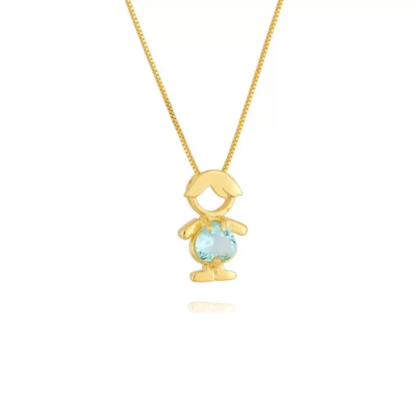 Colar filho com kunzita azul banhado a ouro 18k