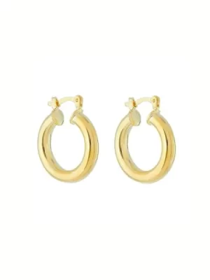 Brinco de Argola tubo P gancho italiano banhado a ouro 18k