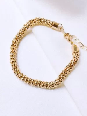 Pulseira Malha Pipoca Banhado a Ouro 18k