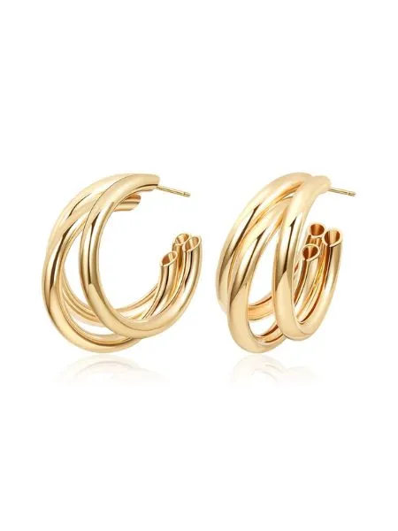 Brinco Argola Tripla Banhado a ouro 18k