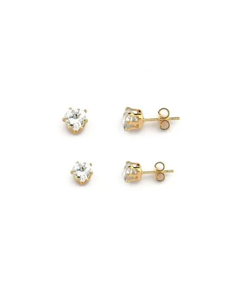 Mix de Brincos de Coração em Zircônia Banhado a Ouro 18k