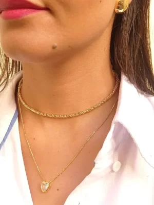 Gargantilha Malha Pipoca 4mm Banhado a Ouro 18k