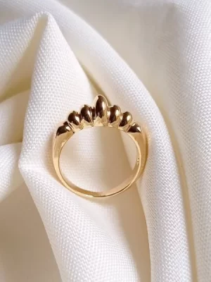 Anel Liso Gotas Crescentes Banhado a ouro 18K
