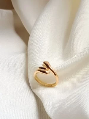Anel Liso Três Gotas Banhados a Ouro 18k