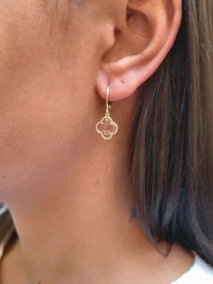 BRINCO ARGOLINHA TREVO CRISTAL BANHADO A OURO 18K