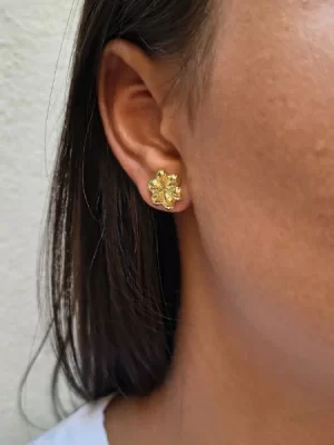 Brinco Flor Banhada a Ouro 18k