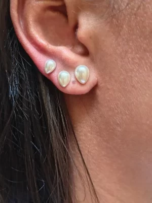 Brinco Trio Gota Perola Banhado a Ouro18k