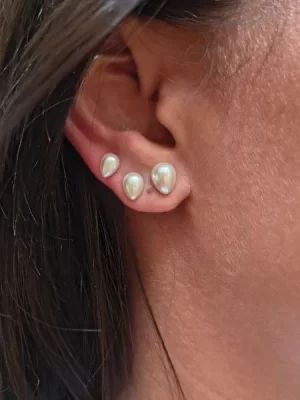 Brinco Trio Gota Perola Banhado a Ouro18k