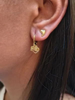 MIX DE ARGOLINHA FÉ E BRINCO DE CORAÇÃO BANHADO A OURO 18K 01
