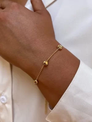 Pulseira Coração Banhada a Ouro 18K