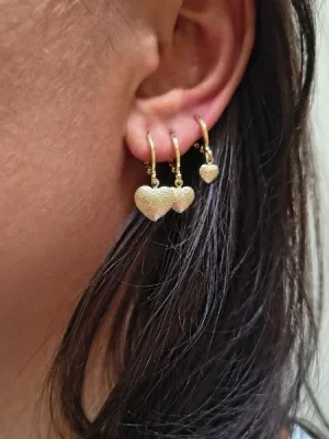 Trio de Argolinha de Coração Banhado a Ouro 18k