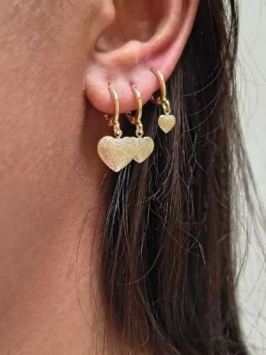 Trio de Argolinha de Coração Banhado a Ouro 18k